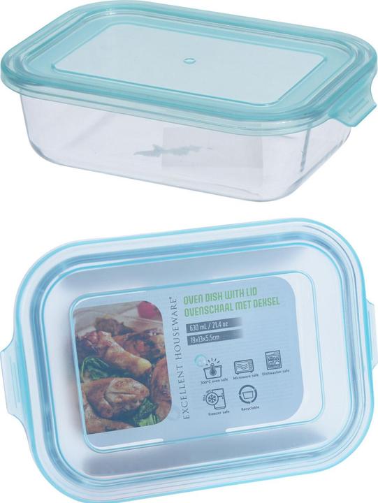 Immagine prodotto Excellent Houseware Barattolo per alimenti in vetro borosilicato, ciotola per alimenti, 630 ml (0.63 l)