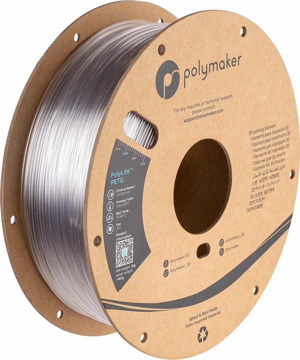 Actual product image Polymaker PolyLite PETG V2 - Transparent - 1.75mm (PETG, 1.75 mm, 1000 g, Transparent)