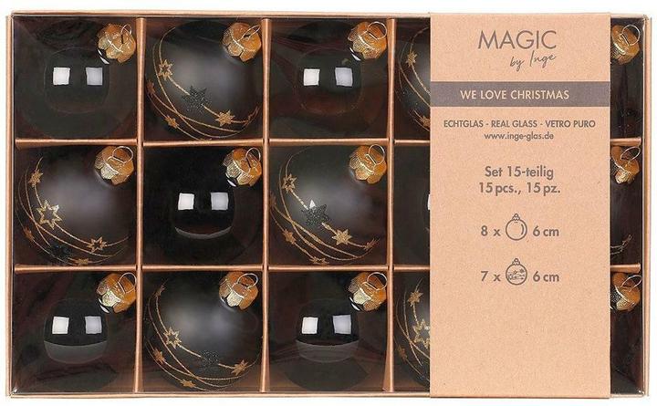Inge’s Glas Christmas Decor Weihnachtskugel Eboy Black Ø 6 cm, 15 Stück, Schwarz (15x)