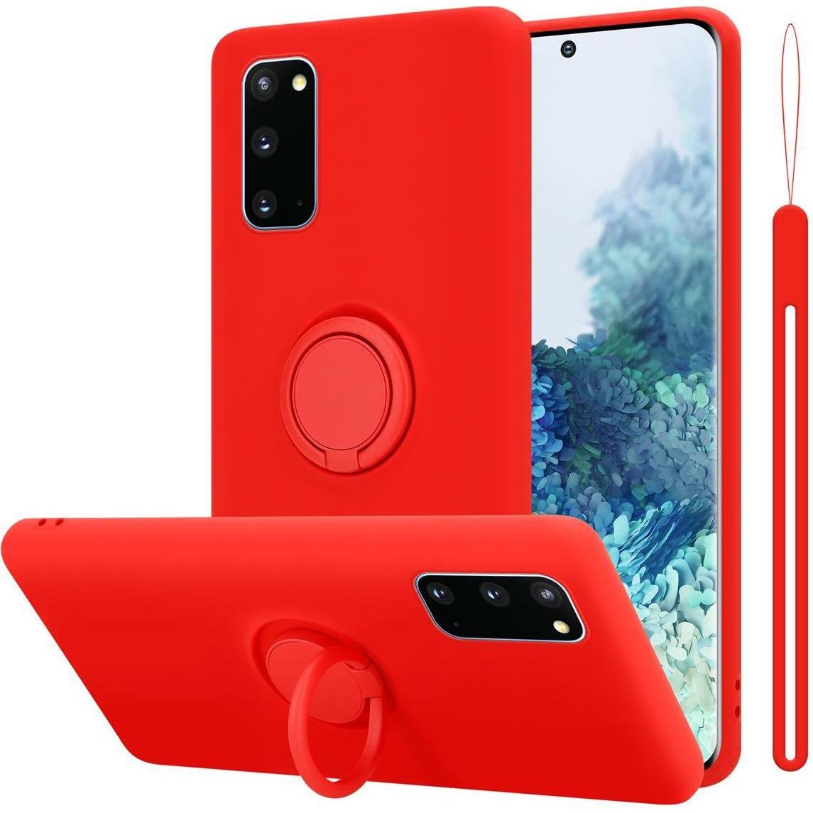 Cadorabo TPU Liquid Ring Silicone Case Hülle (Samsung Galaxy S20+), Smartphone Hülle, Rot