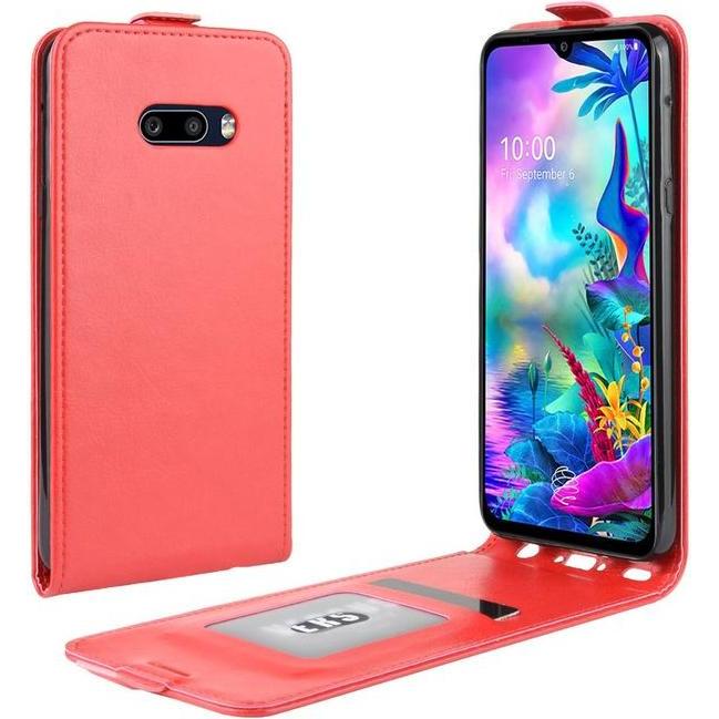Thumbnail - MU Classic Leder Flipcase Hülle (LG G8X ThinQ), Smartphone Hülle, Rot