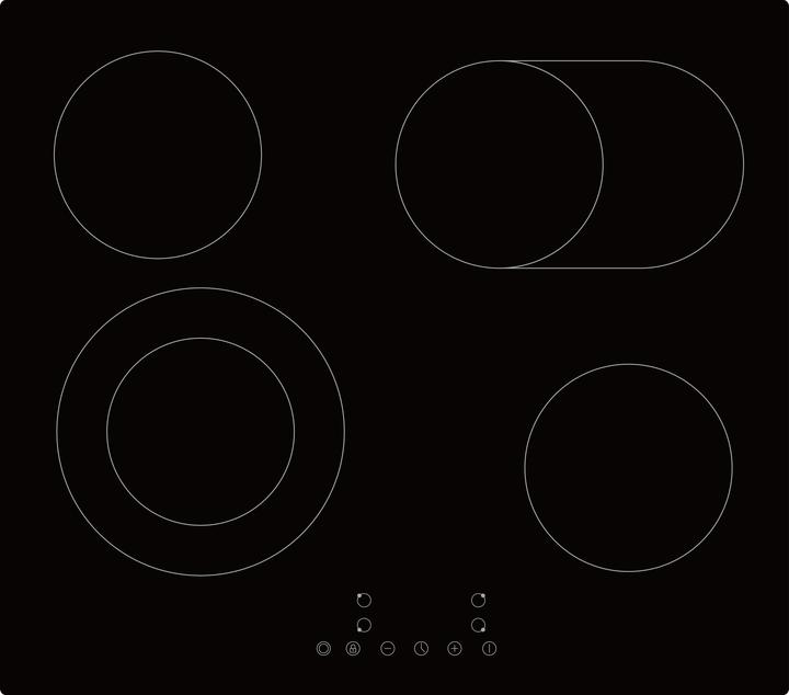 Actual product image PKM KHKF4-2KB G Kochfeld autark Einbau 60cm Glaskeramik Bräterzone (59 cm, Glass ceramic hob)