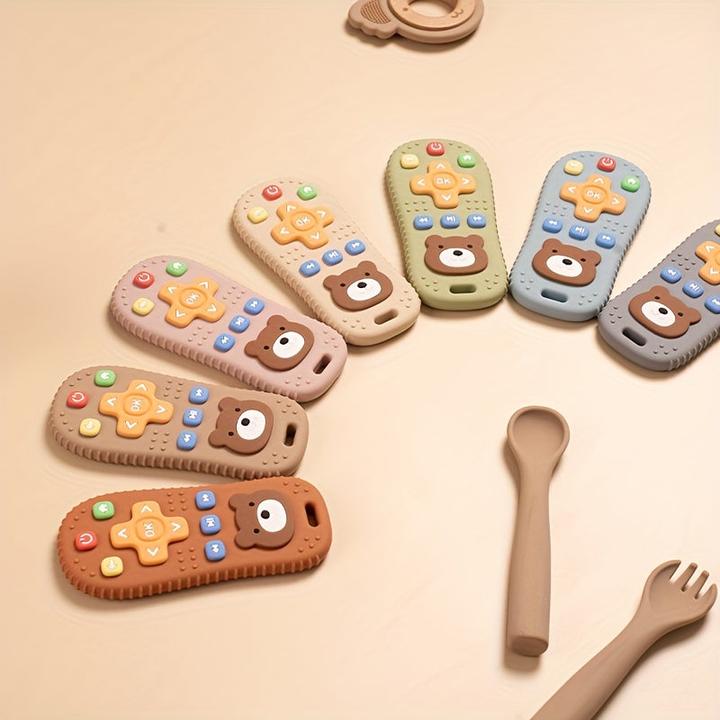 Image du produit Activity Board Jouet de dentition pour bébé en silicone en forme d'ourson, jouet de dentition pour bébé en