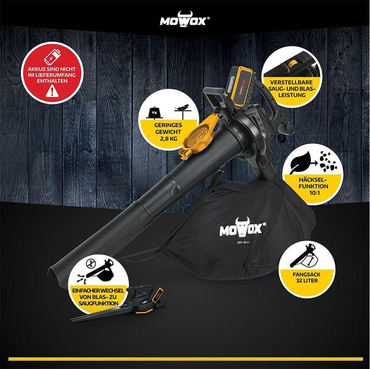 Actual product image Mowox EBV 40 Li (Rechargeable battery operated, Vacuum cleaners & blowers, Leaf vacuums, Leaf blower)