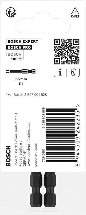 Actual product image Bosch Professional Zubehör PRO Robertson Impact Bit, R1, 55 mm, 2-tlg. (R 1)