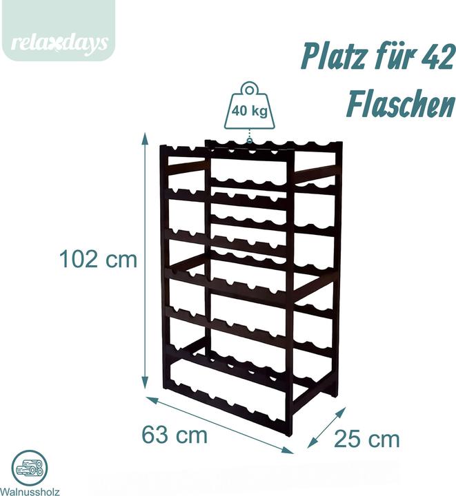 Actual product image Relaxdays winerack (63 x 25 x 102 cm)