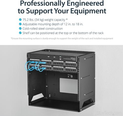 Produktbild StarTech 8u Wall-Mount Rack With Shelf (8 HE, 19 Zoll Rack)