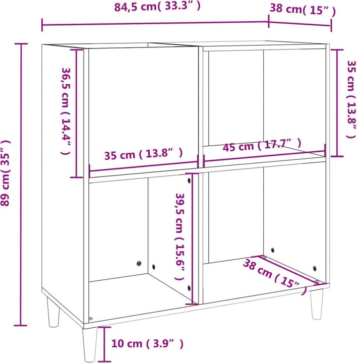 Produktbild VidaXL Plattenschrank Braun Eichen-Optik 84,5x38x89 cm Holzwerkstoff