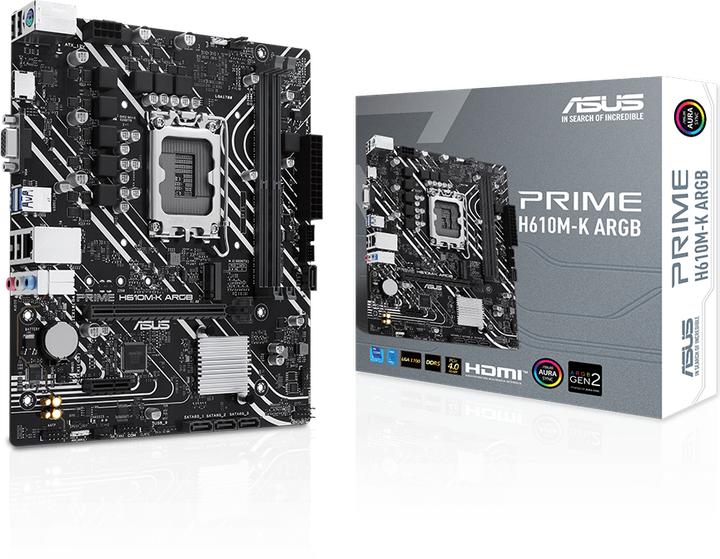 Immagine prodotto ASUS MB PRIME -K ARGB Intel,1700,DDR5,mATX (LGA 1700, Intel H610, mATX)
