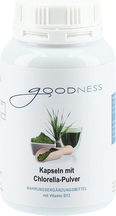 Produktbild Goodness Chlorella Pulver mit Vitamin B12 Kapsel 600 mg (90 Stück, Kapseln, 500 g)
