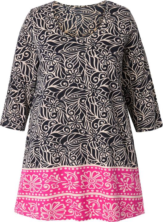 Image du produit Ulla Popken T-shirt long, coupe évasée. Décolleté rond et manches 3/4 (50, 52)