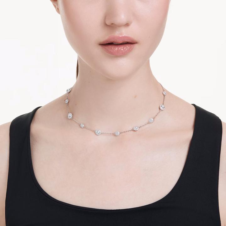 Actual product image Swarovski Una Angelic Halskette Rundschliff Doppelseitige Motive Weiss Rhodiniert (Swarovski Metal)