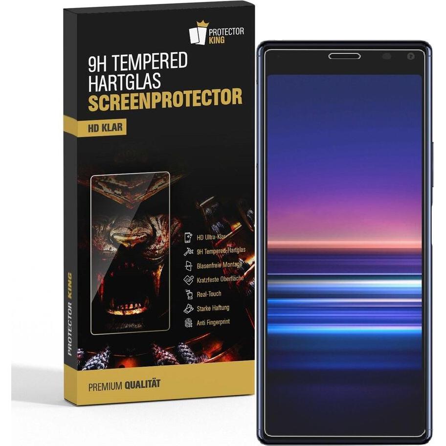 Protectorking 3x echtes Tempered 9H Panzerhartglas 3D KLAR (3 Stück, Sony Xperia 8), Smartphone Schutzfolie, Transparent