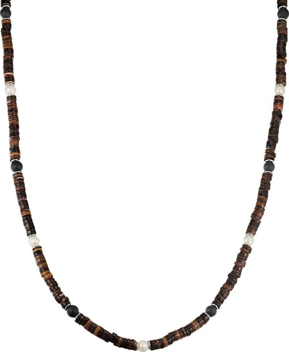Produktbild True Rebels Herren Halskette - 37058 (Edelstahl, Muschelkernperle, Achat)