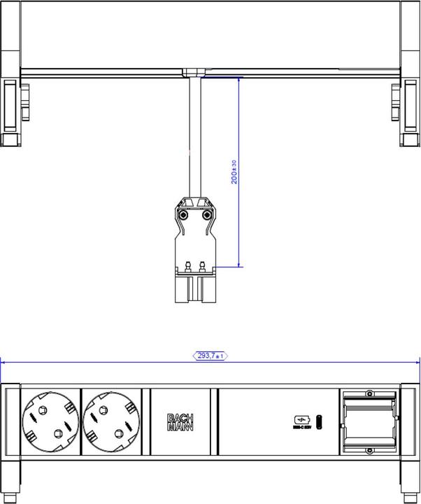 Actual product image Bachmann DESK 2 2x socket 1x USB-C Charger 60W 1x CM (902.937), white (2x, CEE 7/3, Type 26)
