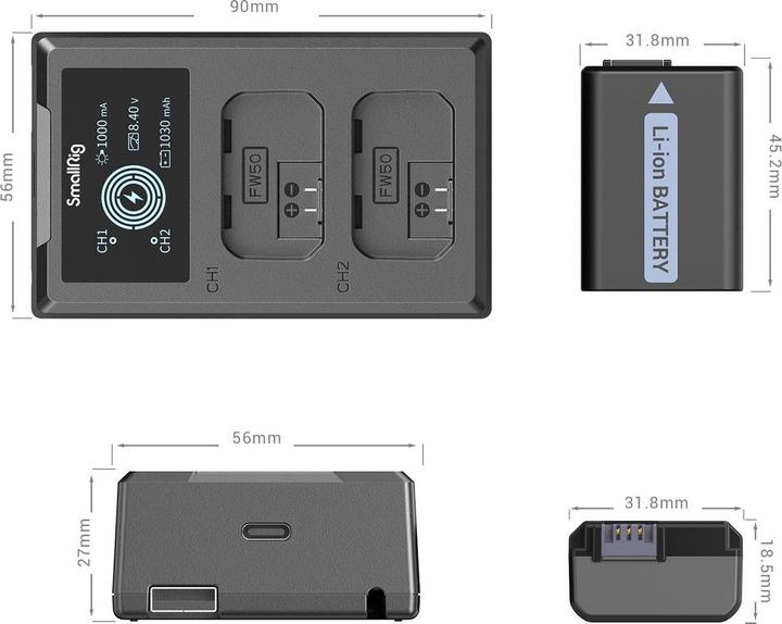 Actual product image SmallRig NP-FW50 Kit 3818 (Camera battery charger, Camera battery)