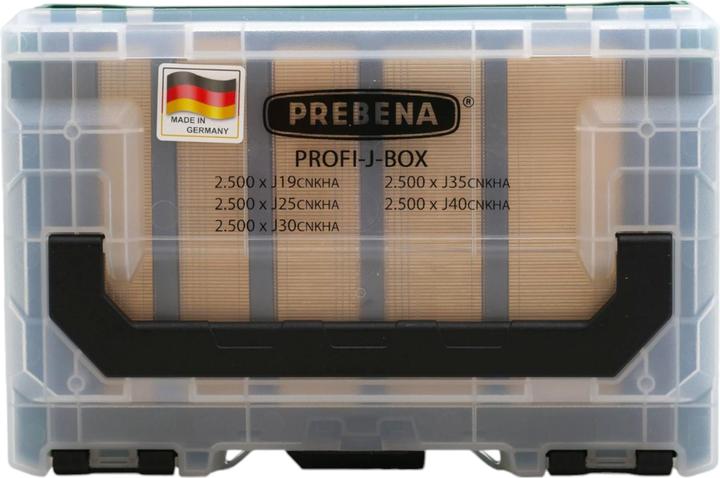 Produktbild Prebena PROFI-J-BOX Stauchkopfnägel Brads 25 / 32 / 40 / 50 mm 12500 Stk. verzinkt geharzt