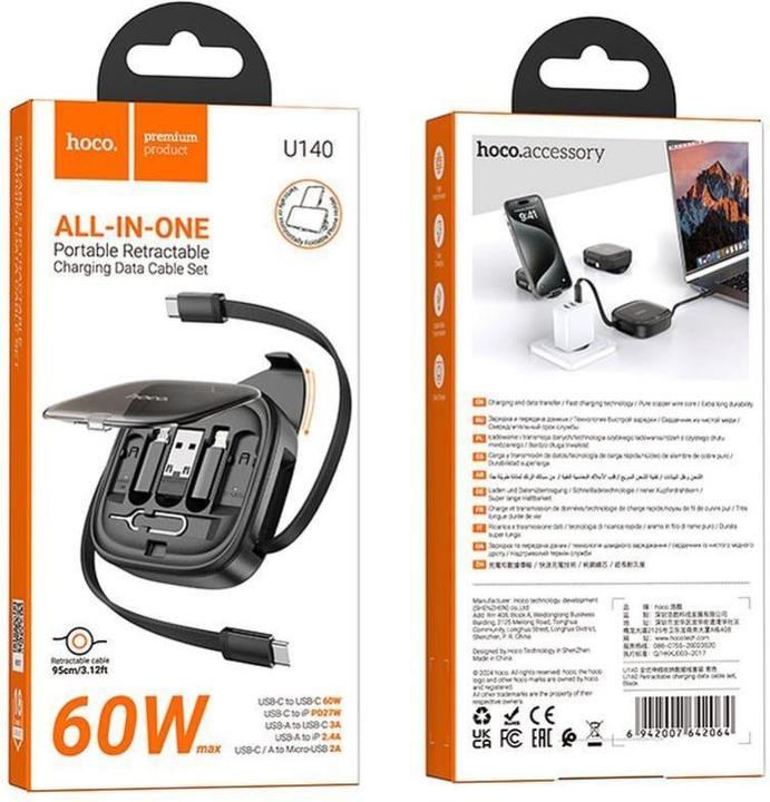 Image du produit Hoco Câble USB tout-en-un (1 m, 60 W)