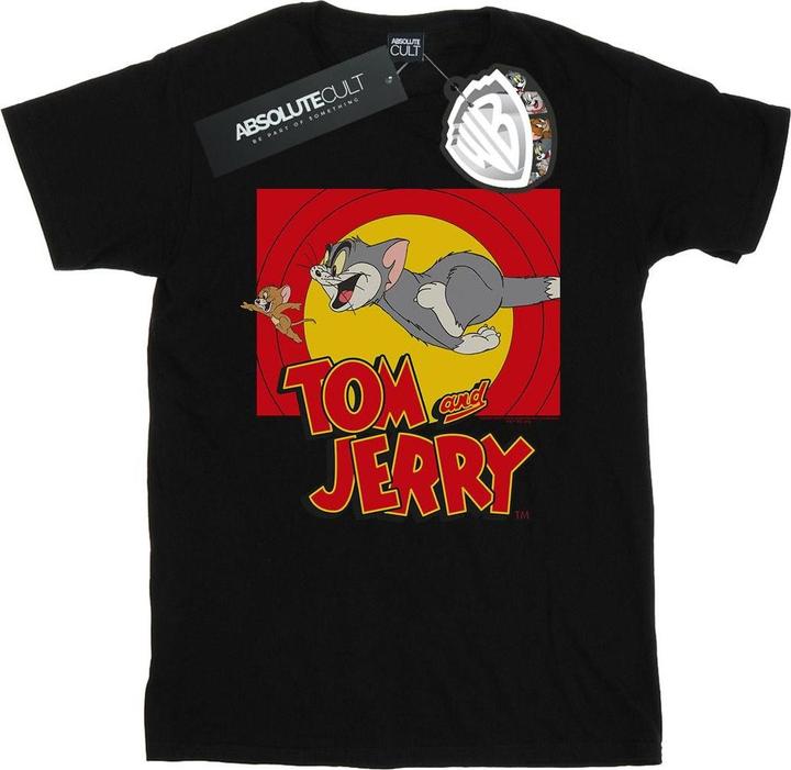 Actual product image Tom & Jerry Womens/Ladies Chase Scene Cotton Boyfriend T-Shirt (5XL)