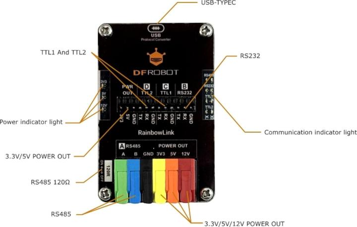 Immagine prodotto DFRobot RainbowLink Convertitore da USB a seriale a 4 canali RS485/RS232/TTL