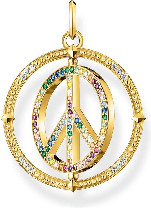 Produktbild Thomas Sabo Anhänger Peace Zeichen mit Bunten Steinen Vergoldet (925er Silber)