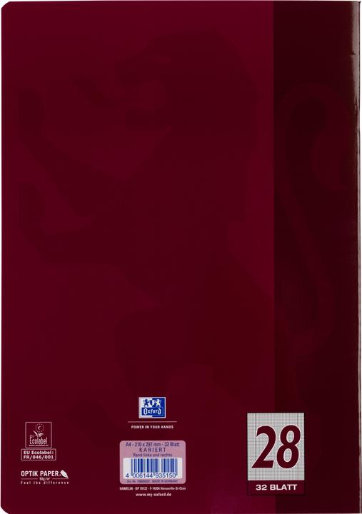 Produktbild Oxford Schulheft, A4, Lineatur 28 (A4, Kariert, Harter Einband)