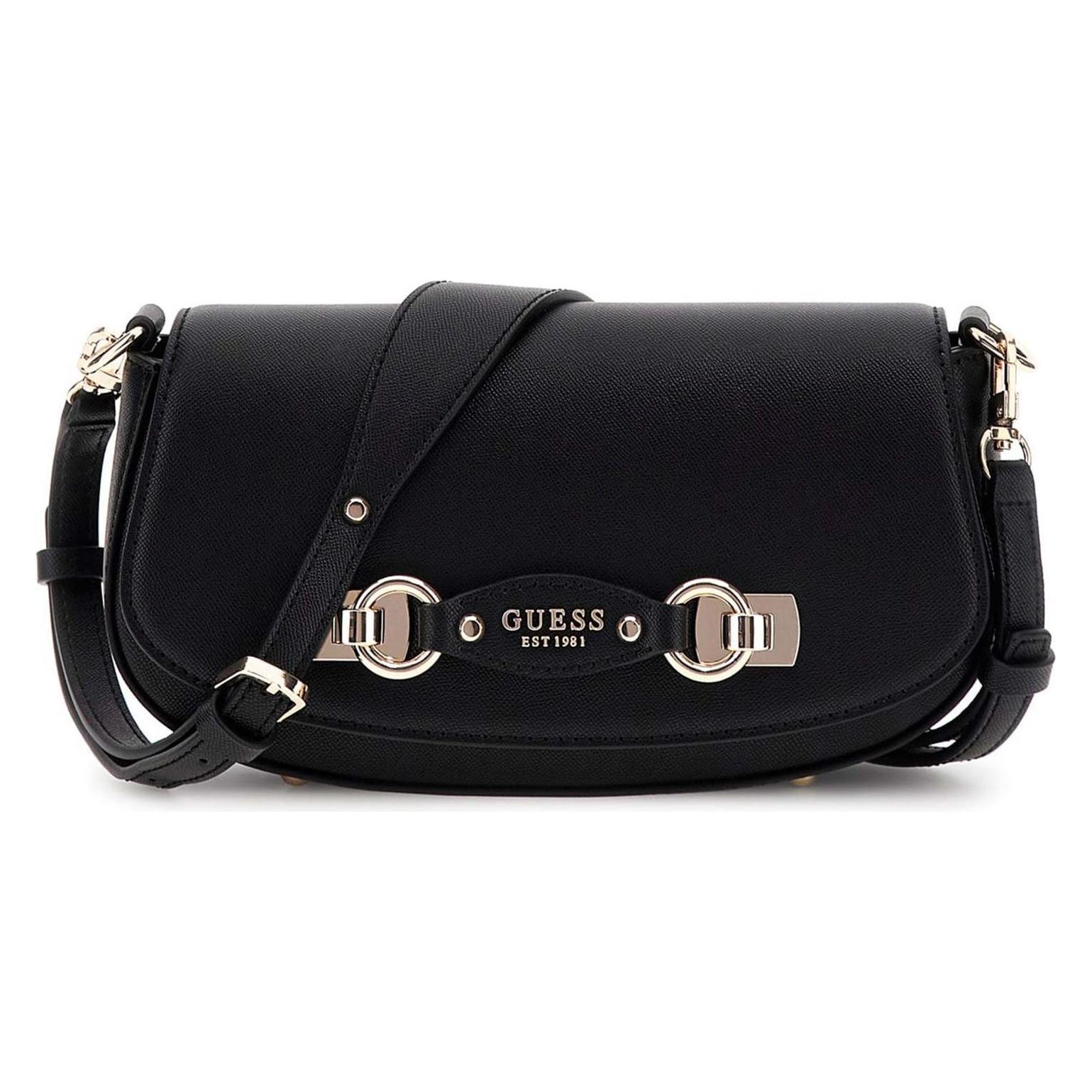 Guess, Damen, Handtasche, Mimina Flap Crossbody, Schwarz