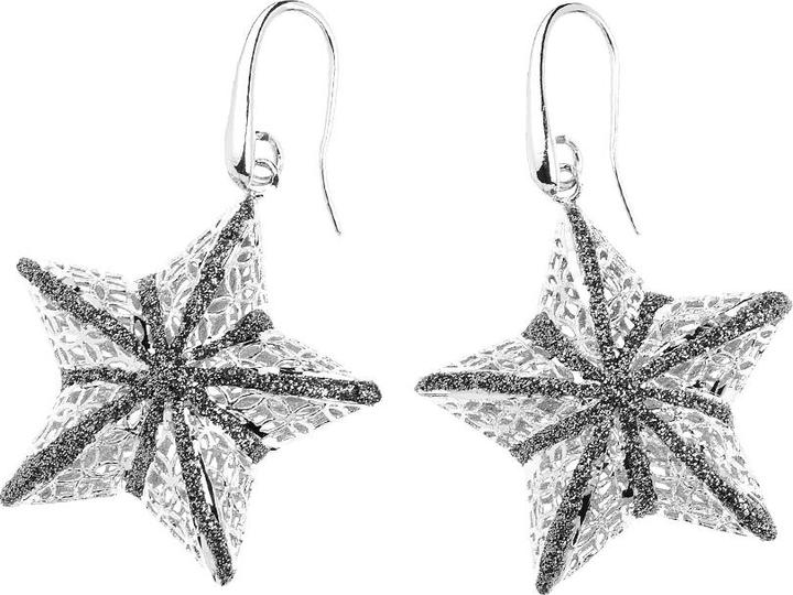 Image du produit Ottaviani Boucles d'oreilles en bronze plaqué rhodium avec diamant noir scintillant