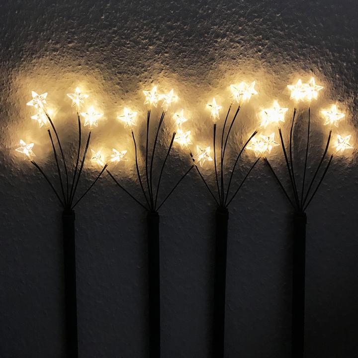 Actual product image Mojawo Set of 4 LED Garden Light Sticks with 24 Stars Battery Operated