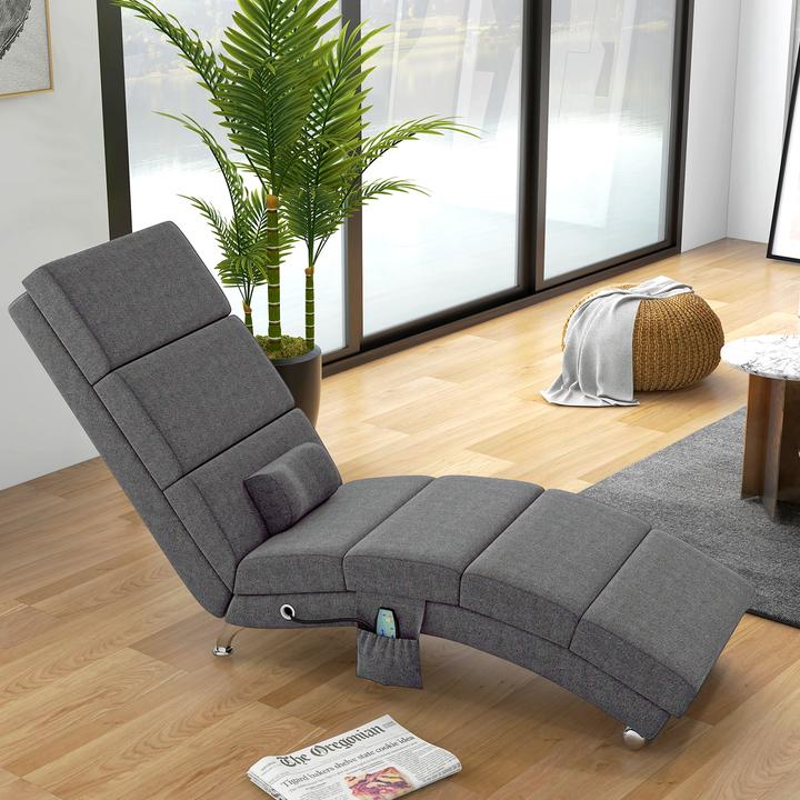 Produktbild Homcom Relaxliege mit Massagefunktion Polyester, Stahl Dunkelgrau
