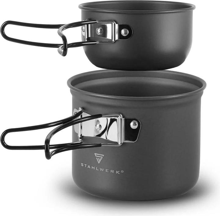 Immagine prodotto Stahlwerk Set di pentole da campeggio in alluminio per cucinare a gas all'aperto