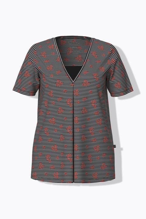 Actual product image Ulla Popken Pinstripe Petal Two Piece Pajama Set (46, 48)