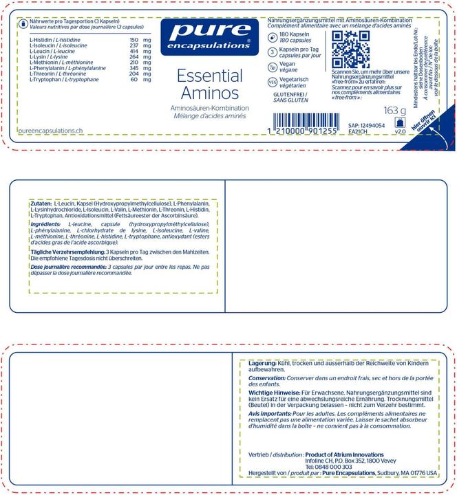 Produktbild Pure encapsulations Aminos (180 Stk., Kapseln, 163 g)