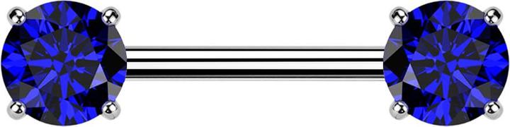 Produktbild Star Piercing Barbell Threadless silber mit zwei Kristallen dunkelblau gefasst (ohne Messing, Titan)