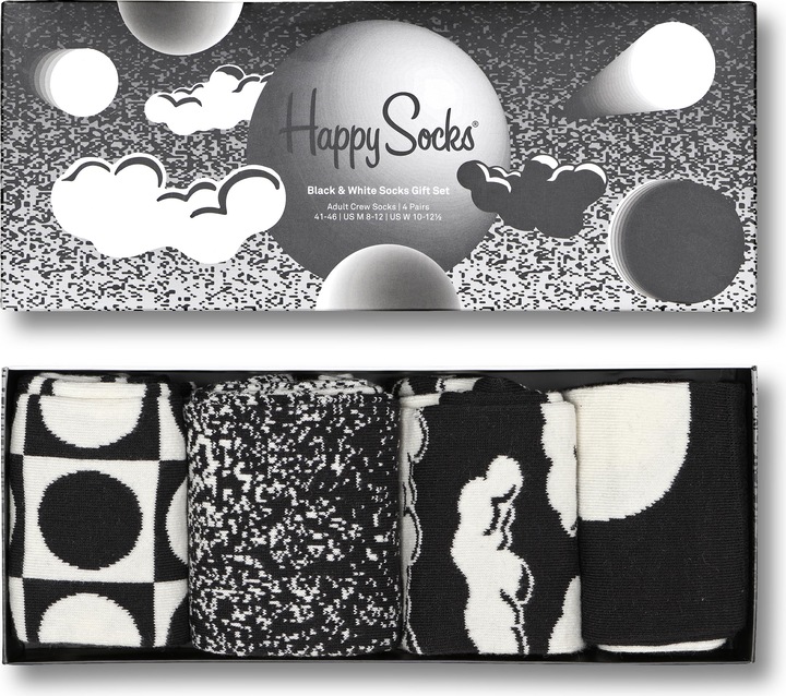 Actual product image Happy Socks Black & White Gift Set (pack of 4, 36 - 40)