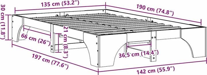 Actual product image vidaXL Bettgestell (135 x 190 cm)