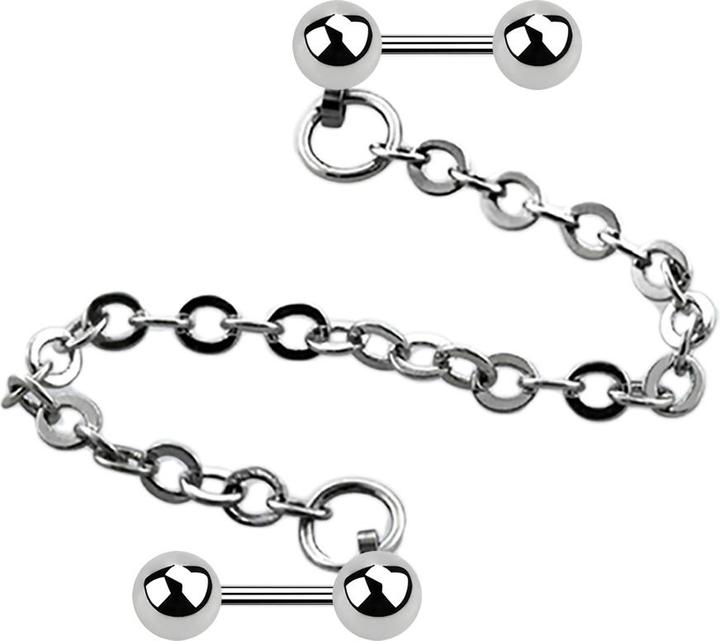 Produktbild Star Piercing Micro Barbell silber mit Kugel verbunden mit Kette (ohne Messing, Chirurgenstahl 316L)