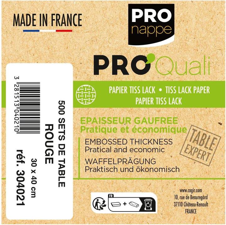 Produktbild PROnappe Einweg-Tischset, 400 x 300 mm, rot (4 Stk., 40 x 30 cm)