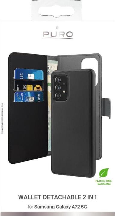 Actual product image Puro Case Wallet Detachable 2in1 for Samsung Galaxy A72 (Black) (Samsung Galaxy A72)