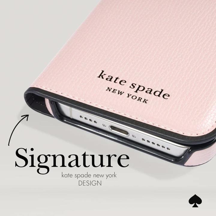 Image du produit Kate Spade Wrap Folio Case - Étui en cuir à rabat pour iPhone 15 Pro (parchemin clair) (Apple iPhone 15 Pro)