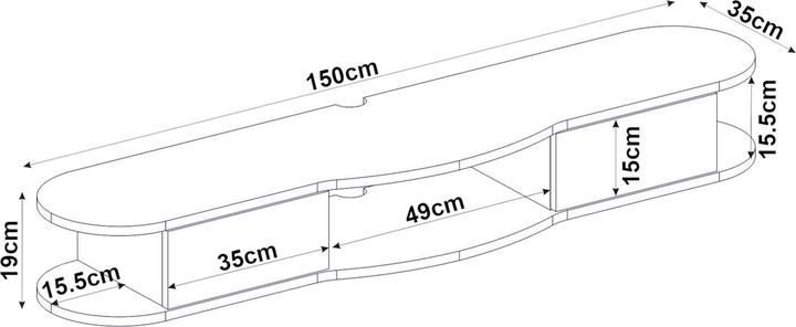 Produktbild En.Casa TV-Lowboard hängend Nyskiri 150x35x19 cm Anthrazit/Eicheoptik