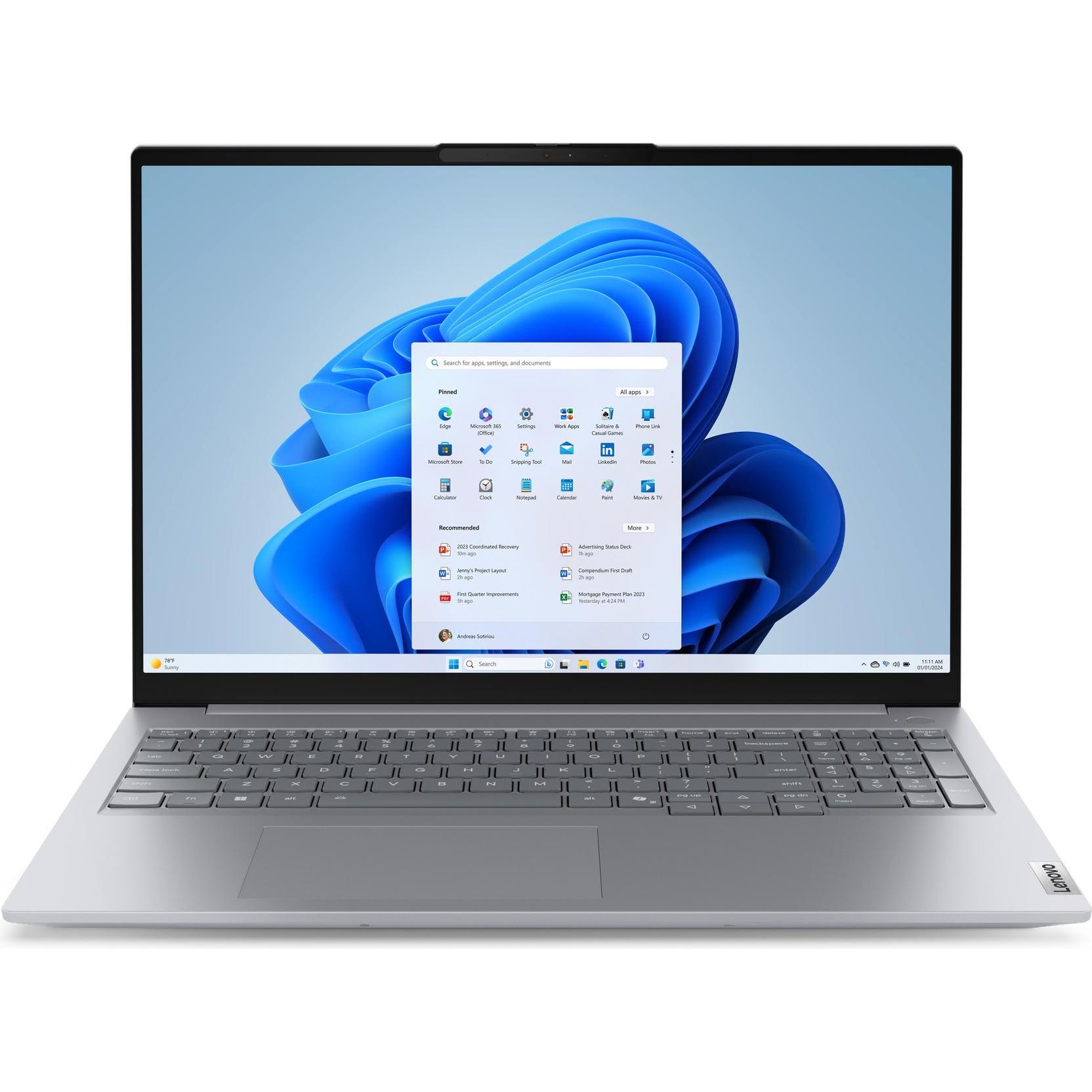 Lenovo ThinkBook 16 Gen 8 (16", Intel Core Ultra 5 225U, 8 GB, 256 GB, DE), Notebook, Grau