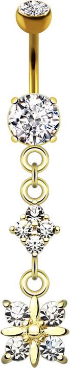 Immagine prodotto Star Piercing Banana placcata oro 14k con due sfere di cristallo ciondolo in argento con diamante e quattro (Ottone, Acciaio chirurgico 316L)