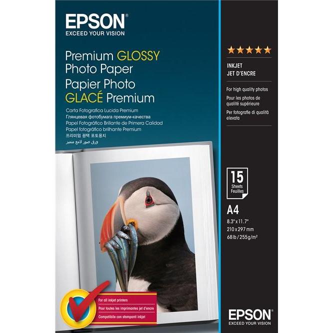 Epson Premium Glossy (255 g/m², A4, 15 x), Fotopapier, Weiss