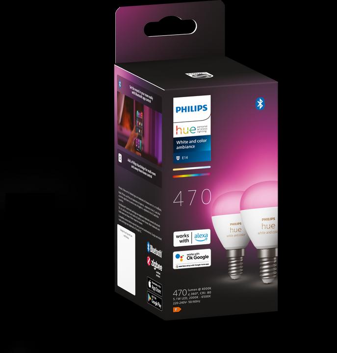Produktbild Philips Hue White & Color Ambiance Luster (E14, 5.10 W, 470 lm, 2 x, F)