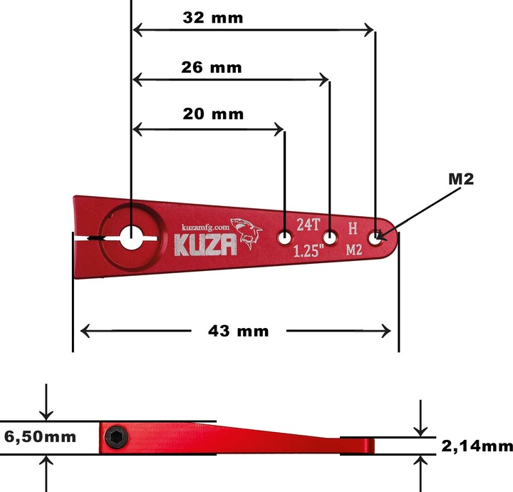Produktbild Kuza Servohebel 1-Arm Hitec 24T 32/26/20mm 1.25" M2 Heavy Duty V2 Aluminium