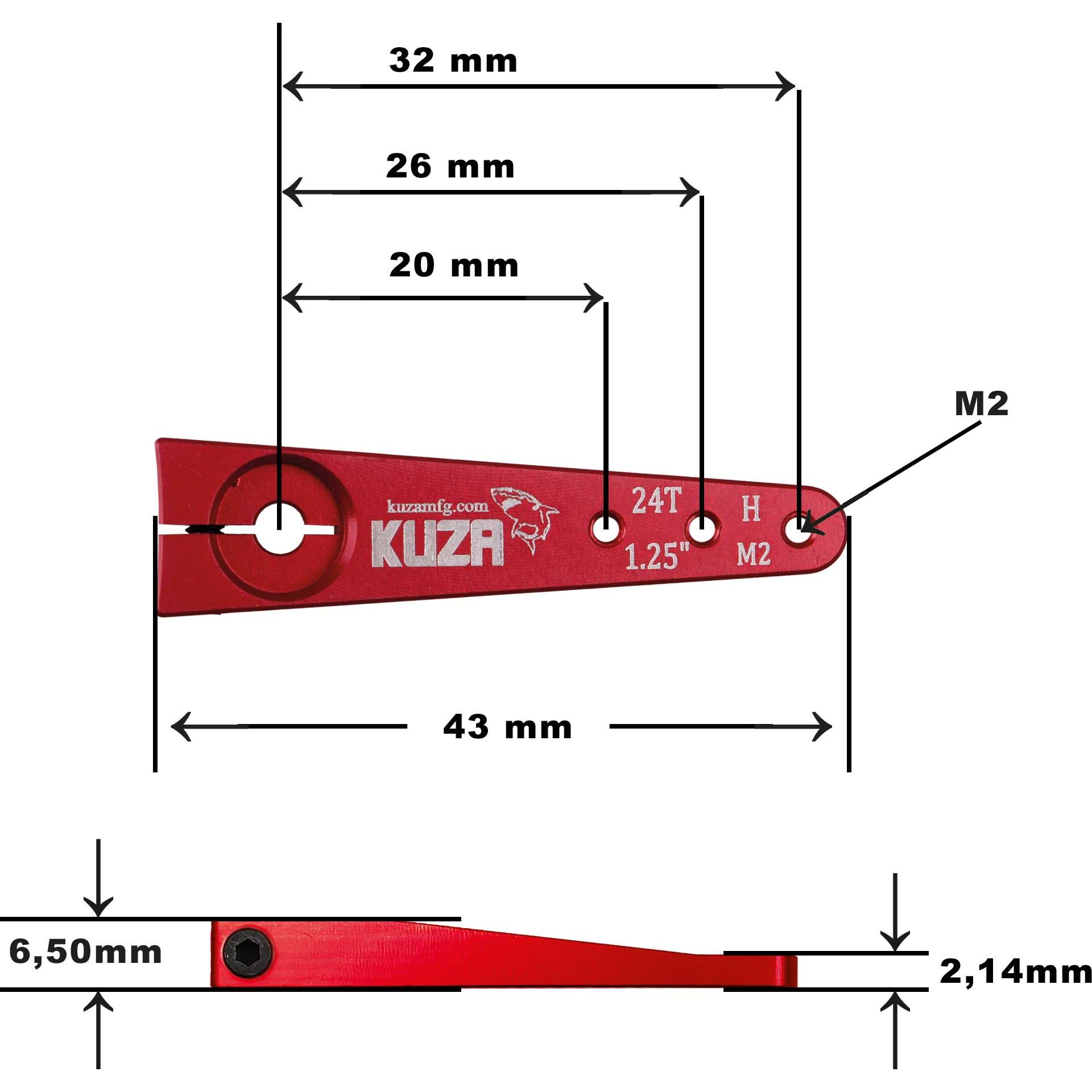 Thumbnail - Kuza Servohebel 1-Arm Hitec 24T 32/26/20mm 1.25" M2 Heavy Duty V2 Aluminium