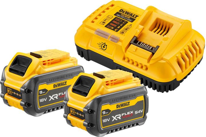 2x DCB547 XR Flexvolt 54 Volt, 162 Wh Li-Ion batteries|1x DCB118 quick charger