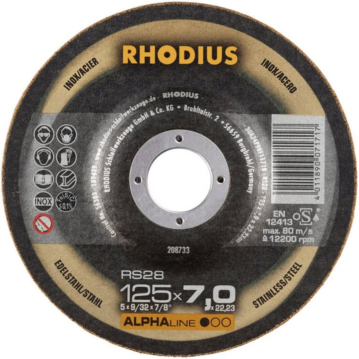 Actual product image Rhodius Rough grinding wheels ON-RS28 Ø 125x7,0x22,23mm