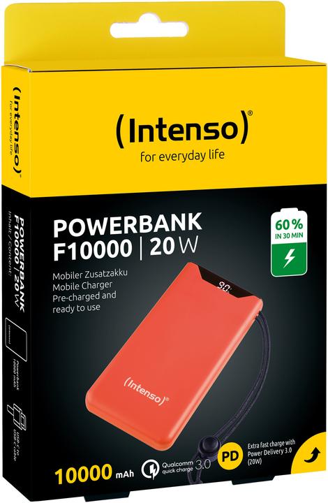 Image du produit Intenso Powerbank F10000 Orange (orange, 10 000 mAh, PD 3.0, Quick Charge 3.0) (10000 mAh, 20 W, 37 Wh)